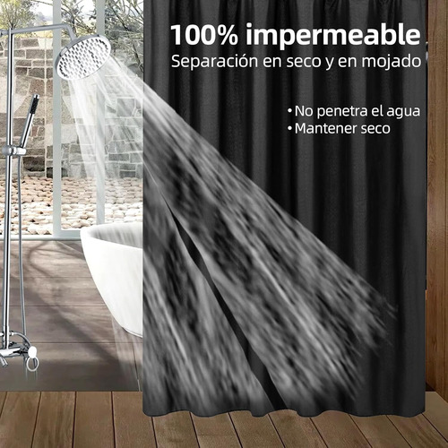 Cortina De Ducha Con Ganchos,baño Lavable Tela 180x180cm