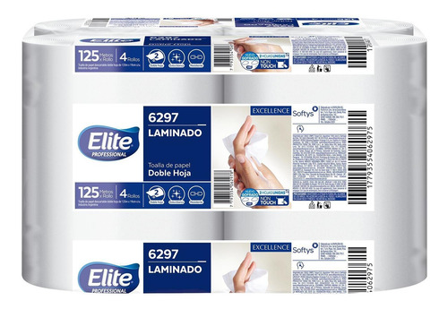 Imagen 2 de 6 de Toalla Non Touch Doble Hoja Elite 125mts X4 6297 Elite Profe