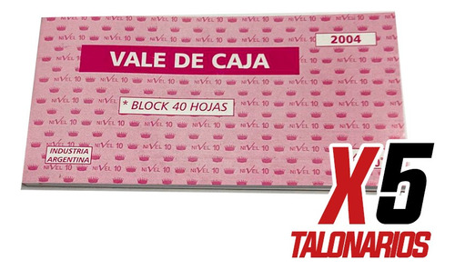 Talonario Nivel 10 Vale De Caja 2004 X 40 Hojas