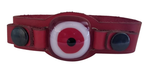 Imagen 6 de 7 de Pulsera Ojito Turco Vidrio Y Cuero