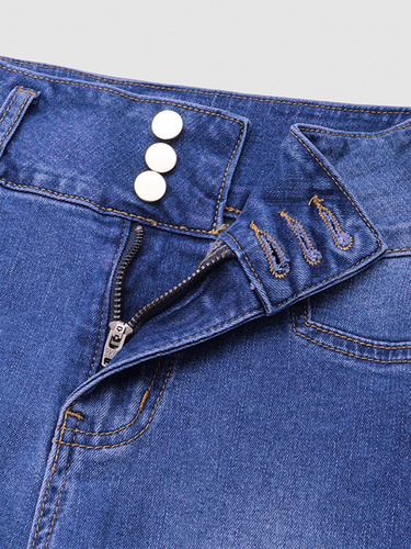 Flamingals Pantalones Capri Mujer Multibotones Skinny Jeans