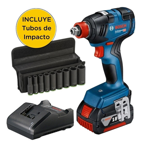 Llave De Impacto Bosch 18v 2 Bateria 4ah + Cargador +puntas 