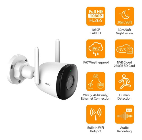 Cámara De Seguridad Imou Wifi Exterior 2mp Color Blanco