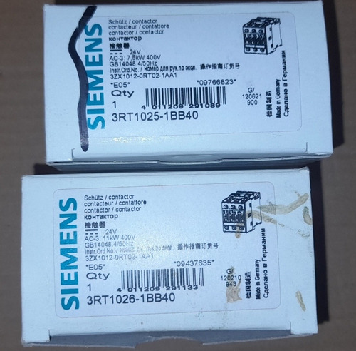 Contactor Siemens 3rt1026 1bb40 Bobina 24v 11kw