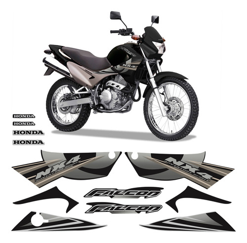 Adesivos Honda Falcon Nx4 Adventure Spirit 2008 Moto Preta