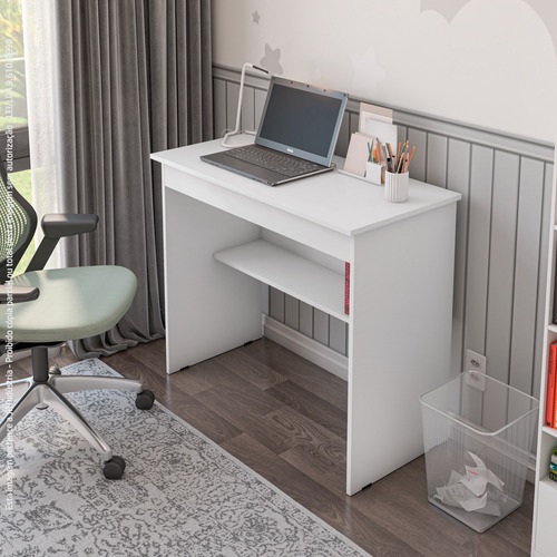 Escrivaninha Home Office Para Notebook Escritório Prática Branco
