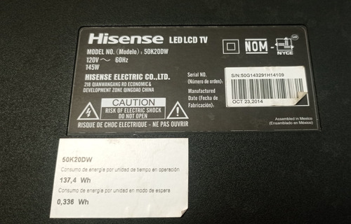 Bocinas Tv Hisense 50k20dw (Usado)