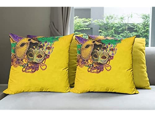 Paquete De 4 Fundas De Almohada Decorativas Mardi Gras De Am