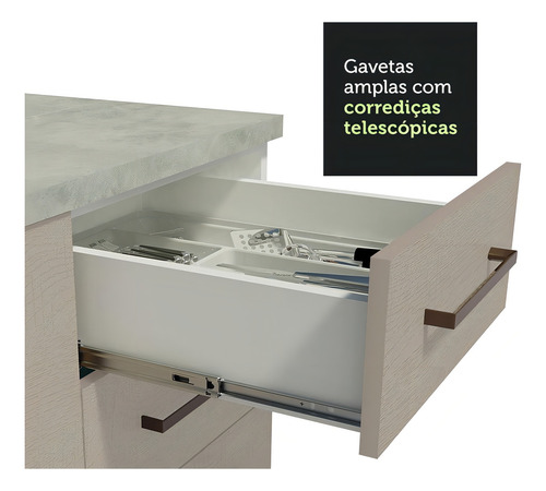 Cocina Integral Completa Modular Madesa Agata 270cm 05 Color Blanco/Crema