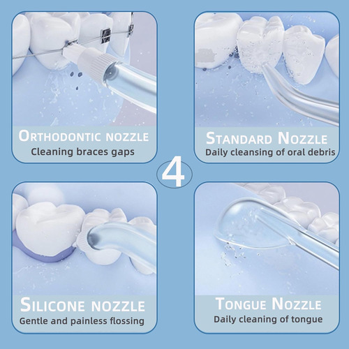 Hilo Dental Portátil Para Dientes, 5 Modos, 4 Puntas De Chor