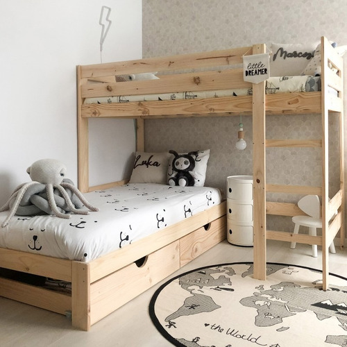 Imagen 4 de 5 de Cama Semi Alta 190 X 90 En Madera 100% Maciza Ref: Mezanine