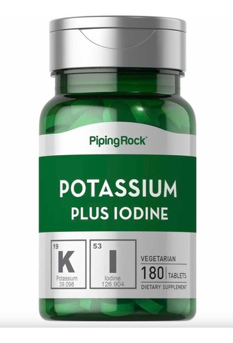 Potassium Plus Iodine X 180 Tabletas Veg.- Piping Rock Sabor Neutro