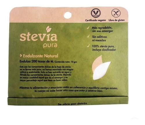 Stevia 100% Pura Endulza 200 Tazas De Té. Vegano, Sin Gluten