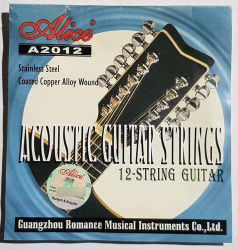 Cuerdas Encordado Para Guitarra Acustica 12 Cuerdas Alice 