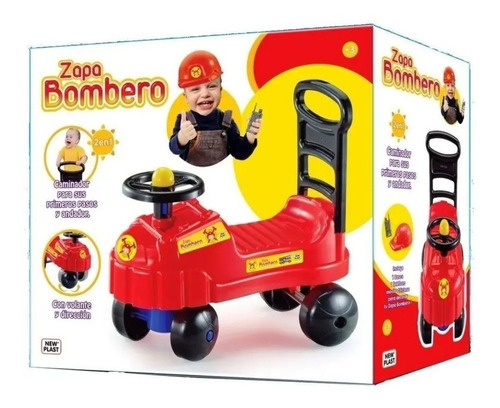 Andador Zapa Bombero Pata Pata Caminador 2 En 1 New Plast