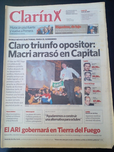 Diario Clarín 25/6/2007 Macri Jefe De Gobierno Porteño Pro E
