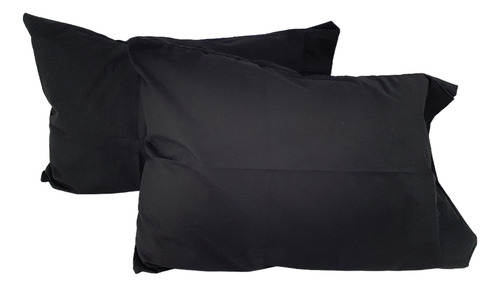 Set 2 Almohadas Almoda Estandar Con Funda Negra Relleno Pell