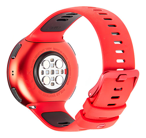 Reloj pulsera digital Polar Vantage V2 con correa de silicona color rojo - fondo negro