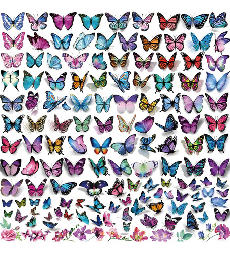 Tatuajes Temporales De Mariposa, 150 Estilos Variados, Calco