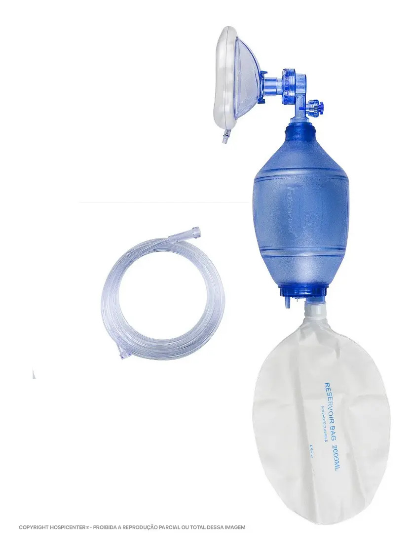 Reanimador Manual Adulto PVC AMBU com Válvula Limite