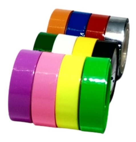 Imagem 6 de 7 de 50 Fita Adesiva 12x10 Durex Colorido Atacado Fit-pel