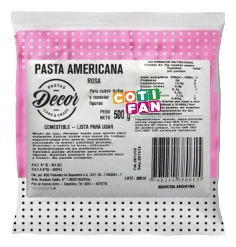 Pasta Americana Color X 500grs Decor