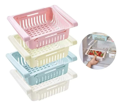 Bandeja Estante Extensible Cajón Para Heladera Recipiente X5