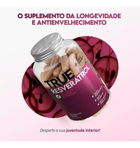 True Resveratrol 450mg (30 Caps) True Source - Sem Sabor Sem Sabor