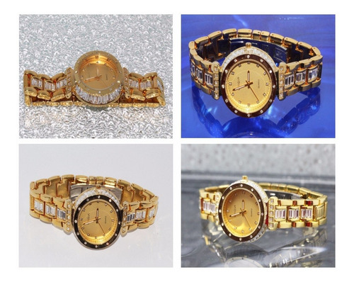 Imagen 8 de 8 de Reloj Weiqin Original L'infini Grnt Dorado Cristales Zirconia Dama Movimiento Japones R49