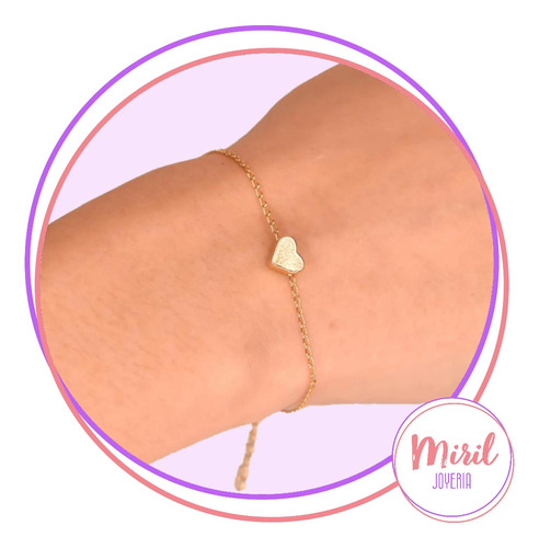 Pulsera De Chapa De Oro Con Corazón