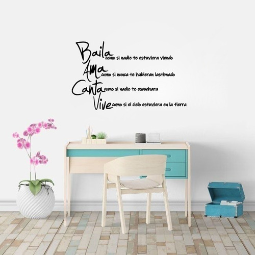 Vinil Decorativo Para Pared Frases Letras Baila Ama Canta