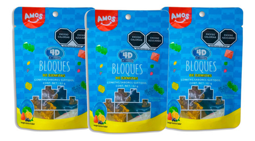 Gomitas Amos Bloques 3d Sabores Surtidos 3 Pzs