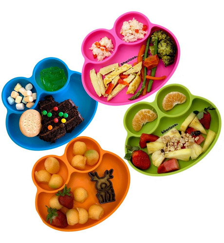 Plato Bebé Entrenador Rana Comida Snack Fiesta Papillas Color Rosa