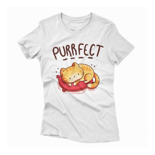 Playera Gato Purrfect Moda Dama Mujer Cuello Redondo