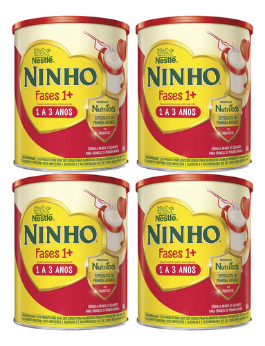 Nestlé Ninho Fases 1+ kit 4 latas leite Em pó 1+ 800g em cada lata