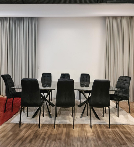 Mesa Neolith Spl Marmol 2.40 X 1,20 M Base Hierro Calidad Marmolado Símil Mármol Negro