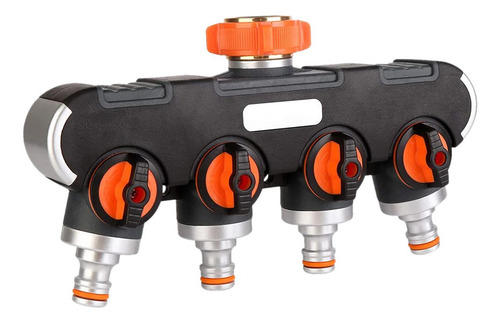 Divisor De Manguera, Mxhyl-001, 1 Pza, 4 Salidas, 3/4 O 25m Color Negro/Naranja