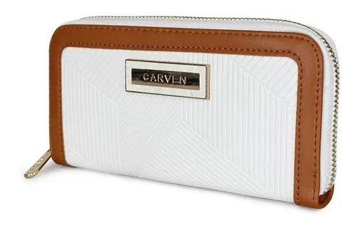 Billetera Mujer Greta Blanco Y Brown Carven Paris