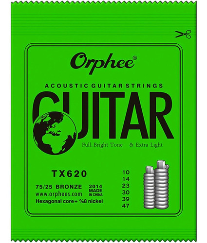 Cuerdas De Guitarra Acústica Orphee 10 - 47 Bronce Tx620