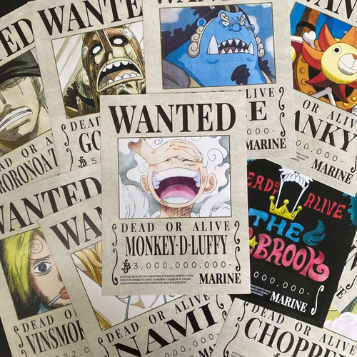 Combo One Piece Bandera + 10 Wanted + 10 Imanes - Animeras
