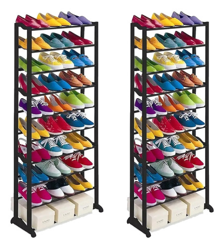 2 Mueble Organizador Zapatos 60 Pares 10 Niveles Botinero X