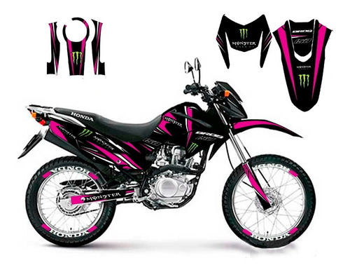 Kit Adesivos Bros 150 Monster Energy 2009-12 Premium Plus Rs