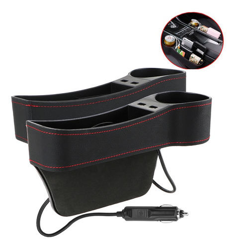 Caja Organizadora Usb Para Asiento De Coche, Color Negro, 2