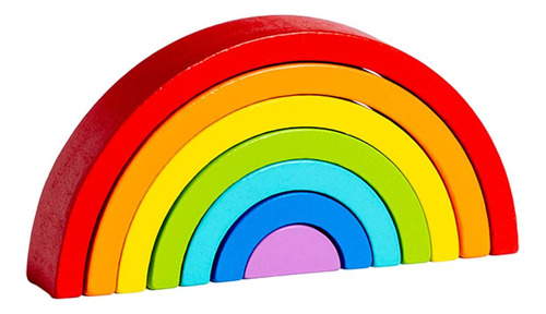 Wooden Rainbow Stacker Development Montessori Blocks Toys