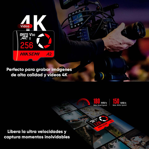 Hiksemi by Hikvision Memoria Microsd Clase 10 De 512 Gb Especializada Para Drones Comerciales, Cámaras De Fotografía Y De Video 180 Mb/s Lectura 150 Mb/s Escritura
