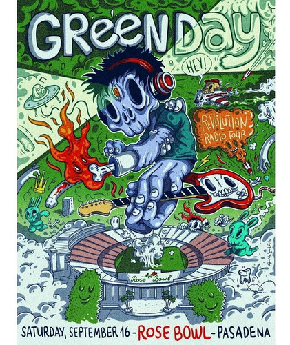 Poster Banda 40x55cm Green Day Show Cartaz Rock Rose Boul