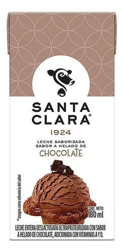 Leche Santa Clara Sabor Chocolate 180 Ml. 12 Pack.