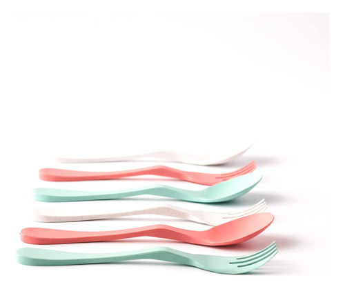 Utensilios Reutilizables De Bambú Multicolor 6 Piezas