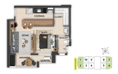 Imagem 6 de 28 de Apartamento Studio Com 1 Suíte À Venda, 46 M² Por R$ 338.000 - Bosque - Campinas/sp - St0001