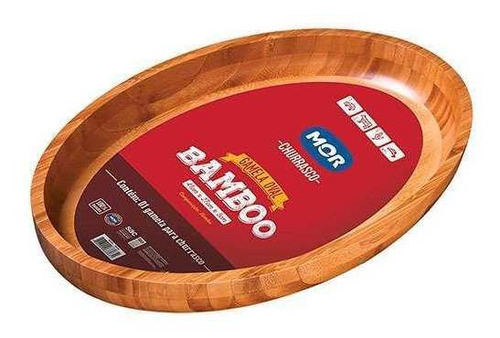Imagem 4 de 4 de Gamela Oval De Bamboo Leve E Resistente 41x27x5cm Mor 3363